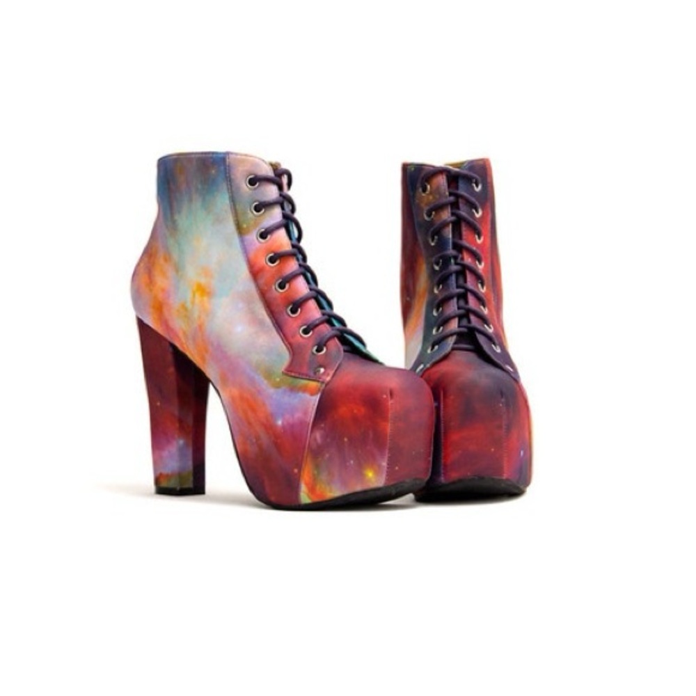 Jeffrey Campbell x Black Milk Clothing Lita Fab Rainbow Galaxy platform boots
